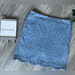 Tribal -stitch fix chambray floral stretch skirt built-in shorts scalloped hem 2